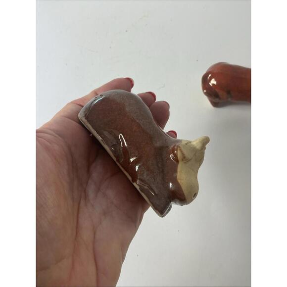 Vintage Enesco Japan Brown Glazed Cow Salt & Pepper Shaker Set RARE - Picture 12 of 15